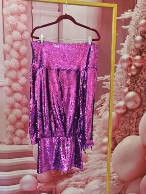Retrofete Purple Sequin Mini Dress